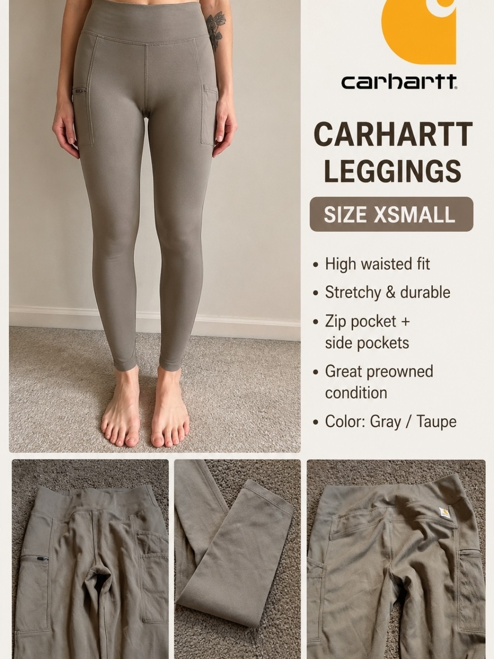 Carhartt Olive Green Workwear Logo Patch Detail Leggings.Theyre Olive Dark Green